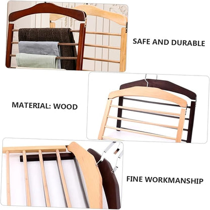 4pcs Wooden Clothes Hanger Organizer Multi Non- Design for Pants and Accessories Space-Saving Closet Versatile Drying Hanger Rotatable Hooks