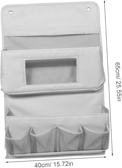 CHILDWEET Door Storage Organizer Bag 2-Layer Foldable Hanging Storage Pouch 40x65cm Grey Fabric No Tools Required for Home and Dorm Use