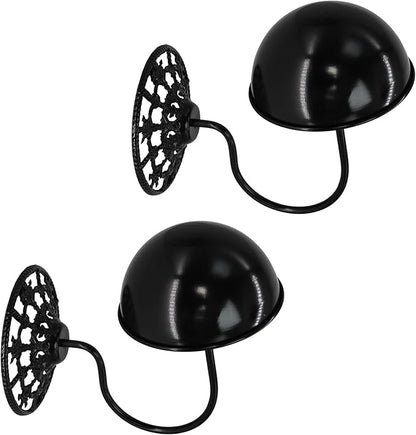 Owlgift Vintage Wall Mount Hat & Coat Rack – Set of 2 – Rustic Black Decorative Iron Holder for Hats, Scarves, Helmets & Wigs – Retro Entryway Wall Organizer for Home, Store, Restaurant or Hotel Use