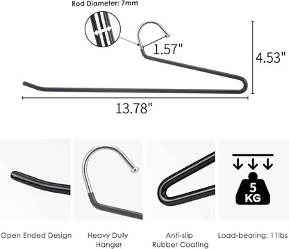 SHIMOYAMA Open Ended Pants Hangers, 5 Pack, Single Rod Trouser/Slack Hangers, Semi-Open Space-Saving Pant Hanger for Jeans, Black