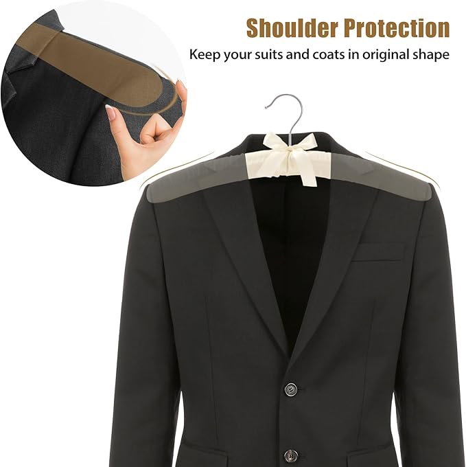 Women's Clothing Padded Hangers, 15 Inch Satin Hangers, Thick Foam Padding, No Shoulder Pads, for Sweaters, Suits, Wedding Dresses, Fine Cashmere (Pack of 5)