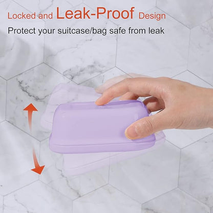 Quatish 2 Pack Travel Soap Container, Portable Soap Holder with Lid, Bar Soap Holder, Soap Case for Camping Gym Travel, Soap Box for Bathroom,Purple