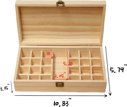 Wooden Essential Oil Box Essential Oil Display Stand Detachable Display Organizer Stand Holder Nail Polish Fragrance Container Wooden Storage Box Holds 25 Bottles Size 5-20mL