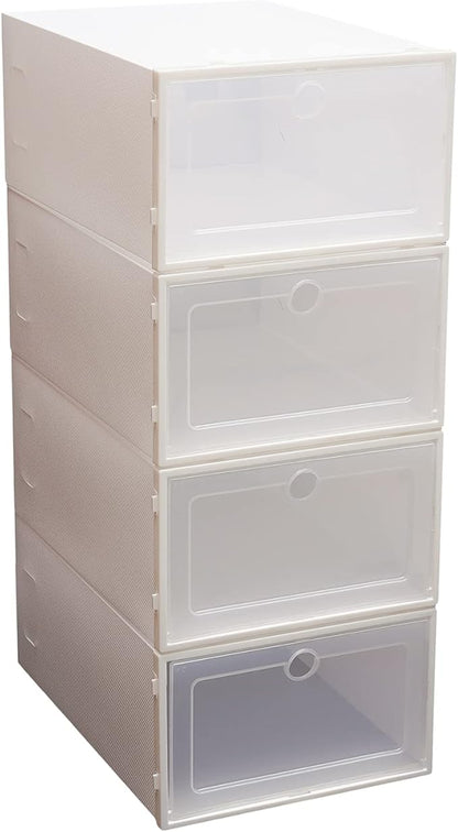 Futchoy 20/24pcs Shoe Storage Boxes 20/24pcs Shoe Box Set Foldable Storage Plastic Display Box for Magazines Books Shoes White (24)