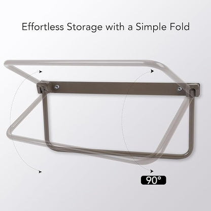 Cyrank Wall Mounted Shoe Storage Rack, Foldable RV Shoe Rack Space Saving Hanging Organizer Aluminum Alloy in Camping RV Travel (Brown)