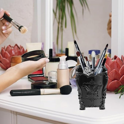 GALPADA Butterfly Decorated Makeup Brush Holder Acrylic Pot Cosmetic Brush Storage