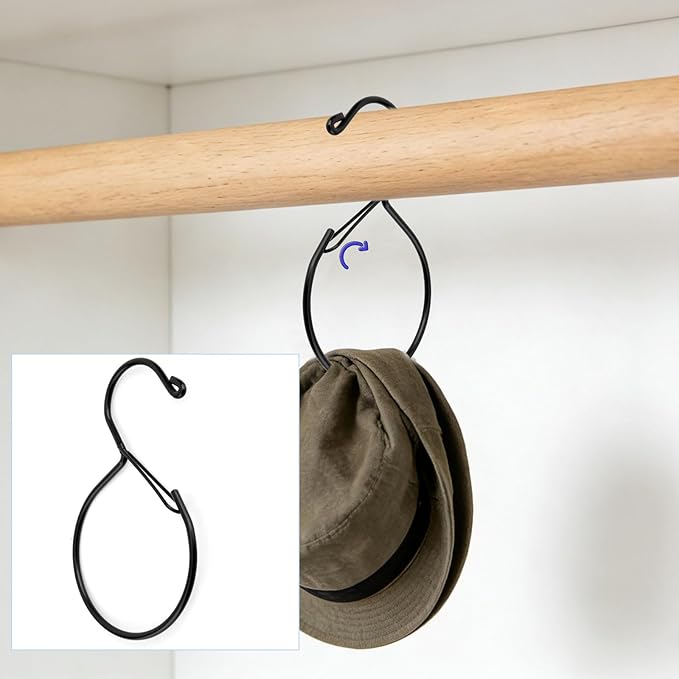 4pcs Belt Hanger, Stainless Steel Belt Organizer Waterproof Tie Hanger Closet Storage Accessory for Scarves Bags Hats Holds Multiple Items (Black)