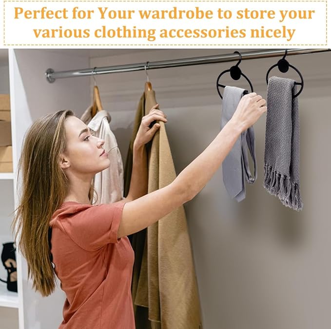 AHANDMAKER 10 Pcs Black Plastic Oval Scarf Hanger, Space Saving Scarf Holder, Tie, Belt, Headband Organizer, 5.35 Inch