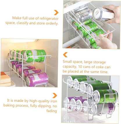 NUOBESTY Automatic Covering Position Iron Rack Can Storage Organizer White Refrigerator Fridge Beverage Dispenser for Kitchen and Home