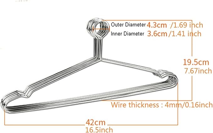 10 pcs Stainless Steel Security Clothes Hangers Metal Anti Theft Suit Hanger Hotel Style Ring Lock Closed Loop Coat Hangers for Hotels, Retail and RVs