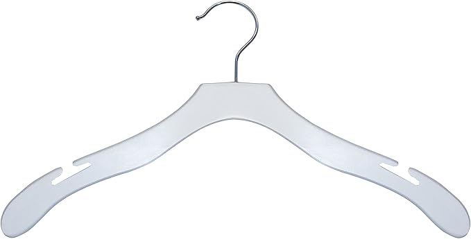 NAHANCO Contemporary Collection: Wooden Shirt Hanger with Notches, 17" White (Pack of 100)