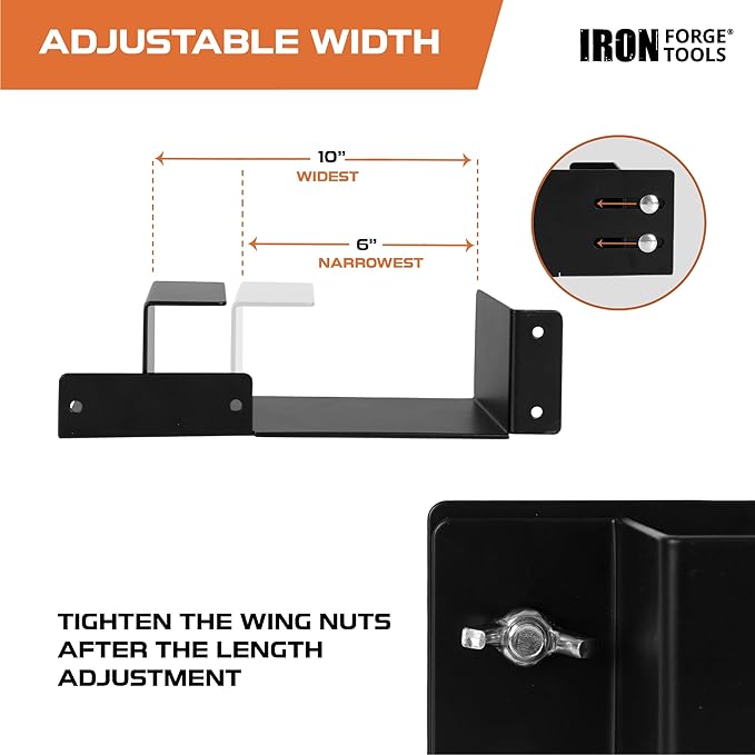 Iron Forge Tools Lawn Mower Wheel Boot Lock for Trailer 6-10 Inch Adjustable, Lawn Care Accessories for Utility Enclosed Trailer & Truck, Heavy Duty 12 Gauge Powder Coated Steel Mounts to Wood & Metal