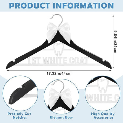 Bucherry First White Coat Hanger Dental Gift Hanger with Bow 1st White Coat Ceremony Dental Dentist Assistant Hygienist Graduation Gifts New Nurse Doctor Pharmacist Phd for College Med Graduation