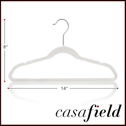 Casafield 50 Velvet Kid's Hangers - 14" Size for Children's Clothes - Ivory