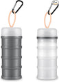 Baderke 2 Pcs Protein Powder Container with Funnels Stand, 4 Stackable Leakproof Protein Powder Dispenser, Portable Keychain Powder Container for Workout, Fitness, Travel(Gray, White)