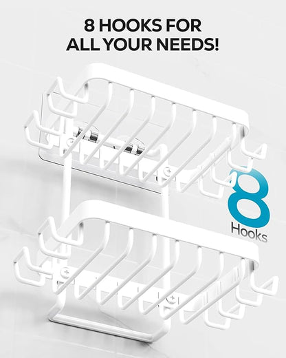 Nieifi Adhesive 2 Tier Bar Soap Holder, Stainless Steel for Shower Wall, Soap Dish for Bathroom, White