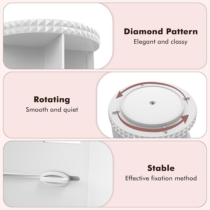Rotating Makeup Organizer, 360° Spinning Skincare Organizers, Adjustable Layer Cosmetic Storage Lazy Susan Makeup Organizers for Dresser Bathroom, Medium, White