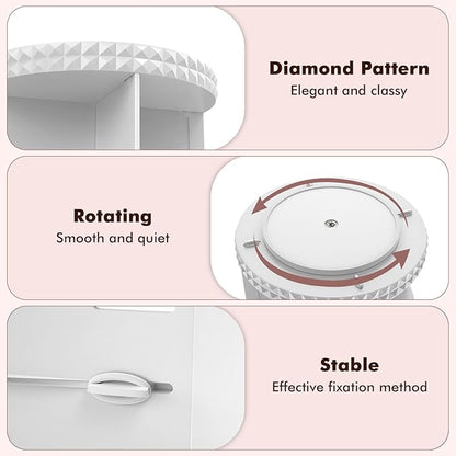 Rotating Makeup Organizer, 360° Spinning Skincare Organizers, Adjustable Layer Cosmetic Storage Lazy Susan Makeup Organizers for Dresser Bathroom, Medium, White
