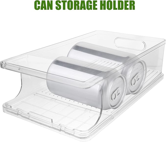 Levemolo Refrigerator Can Organizer Bin Stackable Rolling Beverage Holder for Easy Access Space-saving Drink Storage for Cans and Bottles for Fridges Pantries and Cabinets