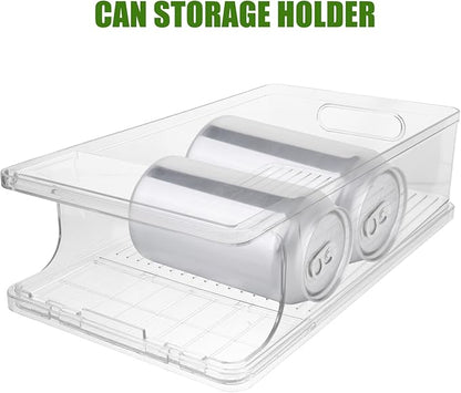 Levemolo Refrigerator Can Organizer Bin Stackable Rolling Beverage Holder for Easy Access Space-saving Drink Storage for Cans and Bottles for Fridges Pantries and Cabinets