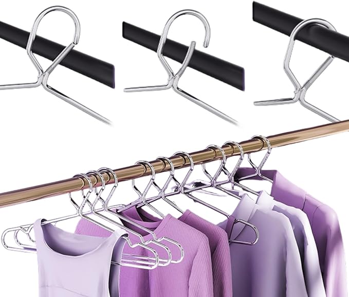 10 Pack 16.5” Wire Locking Hanger 4mm Lockable Hangers Stainless Steel Slim Thin Heavy Duty Windproof Close Hook Metal Space Saving Hotel RV Clothes Hangers Silver