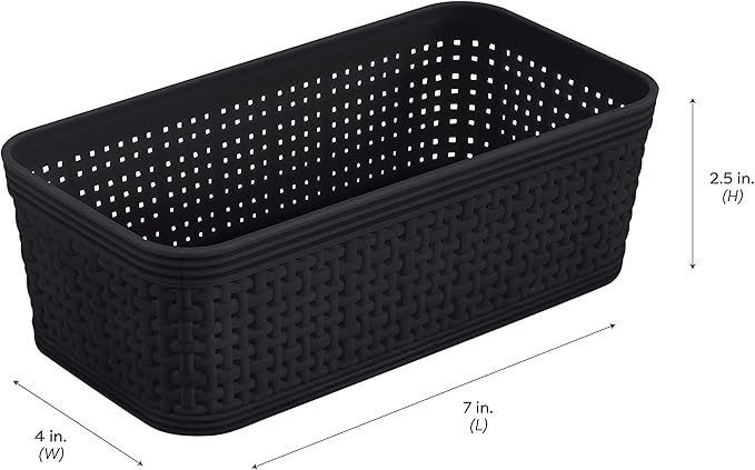 Simplify 10 Piece Organizing Set | Multiple Size Bins | Multipurpose | Office | Desk | Dorm | Bathroom | Storage Basket | Small Items | Accessories | Black
