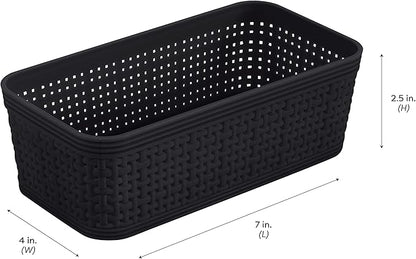 Simplify 10 Piece Organizing Set | Multiple Size Bins | Multipurpose | Office | Desk | Dorm | Bathroom | Storage Basket | Small Items | Accessories | Black