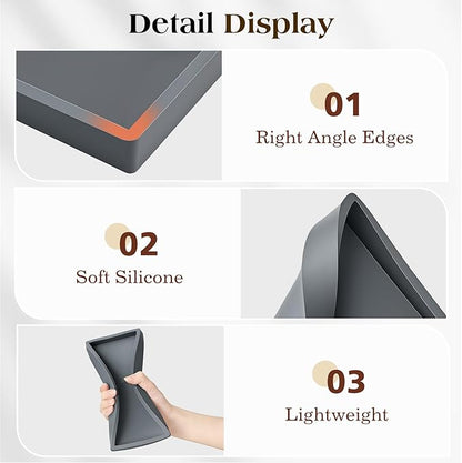 Luxspire Bathroom Vanity Tray, 7.9 x 4 Silicone Kitchen Counter Tray for Soap Dispenser, Bathroom Countertop Organizer for Perfume Soap Towel Bathroom Accessories, 2 Packs, Dark Gray