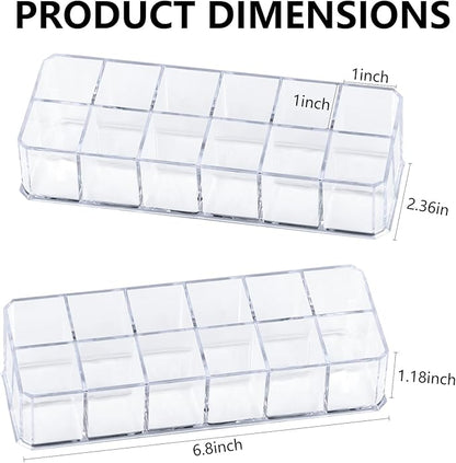 12-Slot Acrylic Lipstick Organizer Case, Transparent Clear Cosmetic Makeup Organizer Display Rack Holder for Lipstick Brushes Bottles Storage, 1 Pack