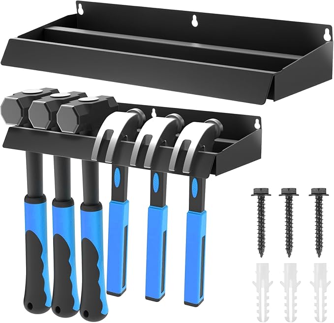 MAQUITA Wall Mount Screwdriver Organizer, Pliers Holder, Hammer Rack, Alloy Steel Hand Tool Storage Organizer for Garage Workshop