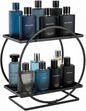 PARBEE Mens Cologne Organizer, 2-Tier Perfume Display Stand Metal Cologne Organizer Display Shelf, Sturdy Makeup Skincare Cosmetic Storage Shelf for Bathroom Countertop