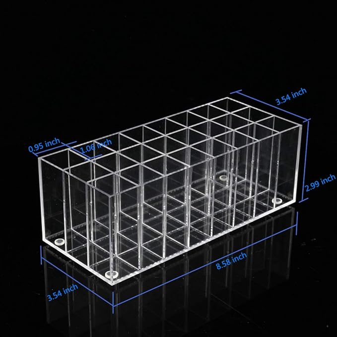 Acrylic Lip Gloss Holder Organizer, Lipstick Holder, 24 Slots Makeup Lip Gloss Lipstick Brushes Storage Display Case