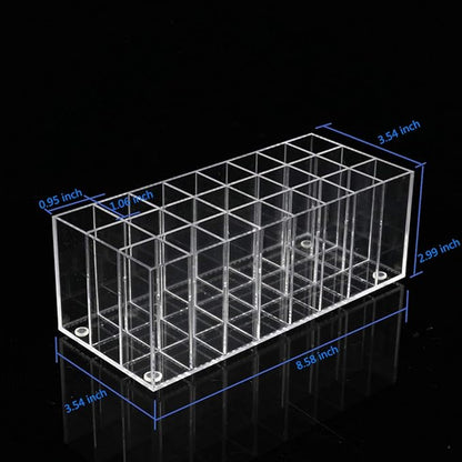 Acrylic Lip Gloss Holder Organizer, Lipstick Holder, 24 Slots Makeup Lip Gloss Lipstick Brushes Storage Display Case