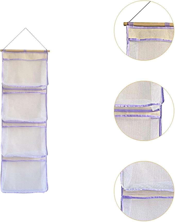 Yajuyi Over Door Organizer Hanging Storage Organizer,Stuffed Animal Storage, Accessory Holder for Shoes, Purple