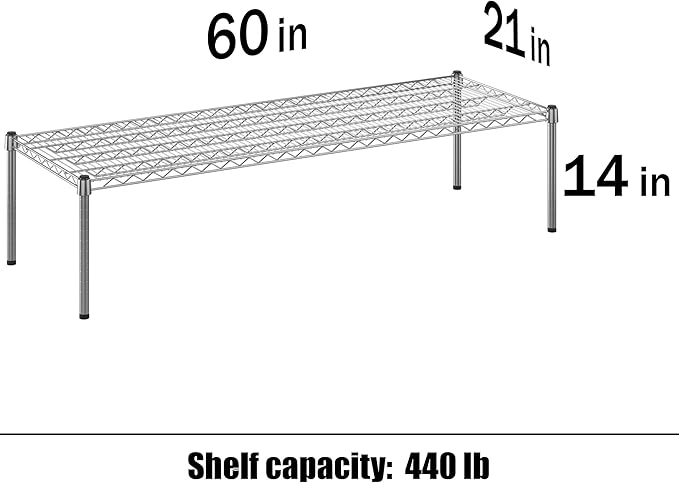 21" Deep x 60" Wide x 14" Height Wire Shelving Kit | 1-Tier | NSF Commercial Storage Rack Unit