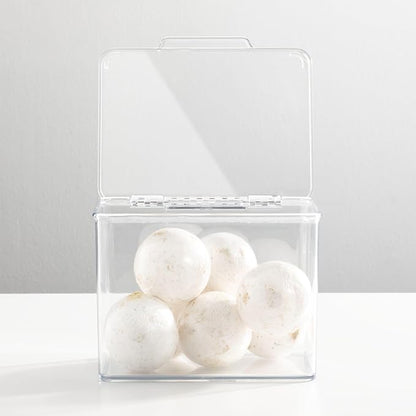 mDesign Plastic Bathroom Storage Organizer Box w/Hinge Lid for Closet, Shelf, Cupboard, Vanity, Hold Medicine, Lotion, Cotton Swabs, Masks, Styling Tools, Lumiere Collection, 8 Pack, Clear
