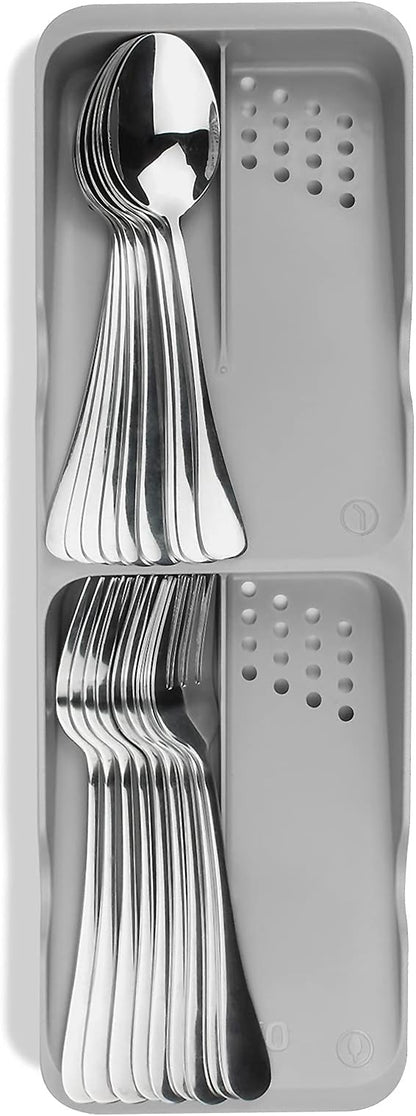 Kitchen Drawer Organizer Small Silverware Organizer/Utensil Holder and Cutlery Tray for Flatware and Silverware Partition Storage (Gray - Flatware Organizers Only)