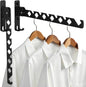 2 Pack Wall Mount Coat Hanger Holder Black Clothes Drying Organizer Rack Garment Hooks Aluminium Retractable Folding Indoor Wall Mounted Hanger Space Saver for Laundry Room Bedroom Black