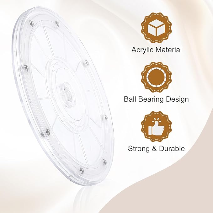 uxcell 3Pack Acrylic Lazy Susan Turntable, 8" Spinner Lazy Susan Turntable Organizer, Acrylic Ball Bearing Rotating Tray for Pantry Spice Rack Decorating, Clear