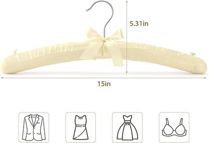 Women's Clothing Padded Hangers, 15 Inch Satin Hangers with Shoulder Buckles, Thick Foam Padding for Sweaters, Suits, Wedding Dresses, Suspender Dresses, Fine Cashmere (Pack of 5)