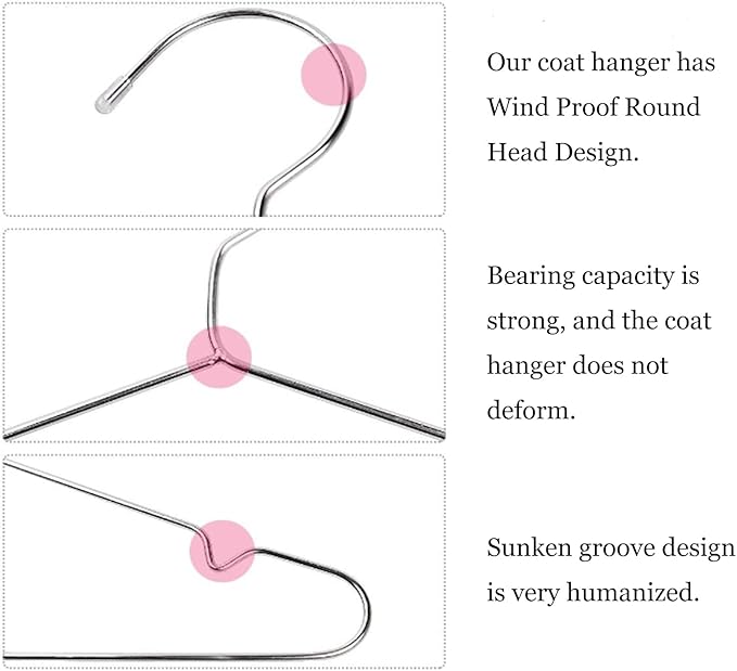 10 Pack Stainless Steel 15.75 Inches Clothes Hangers - Strong Heavy Duty, Ultra Thin Space Saving, Durable Slim Sleek Silver