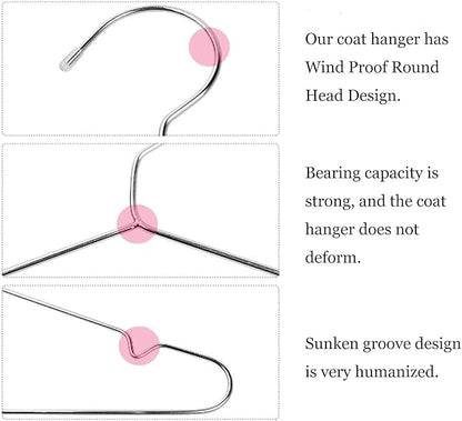 10 Pack Stainless Steel 15.75 Inches Clothes Hangers - Strong Heavy Duty, Ultra Thin Space Saving, Durable Slim Sleek Silver