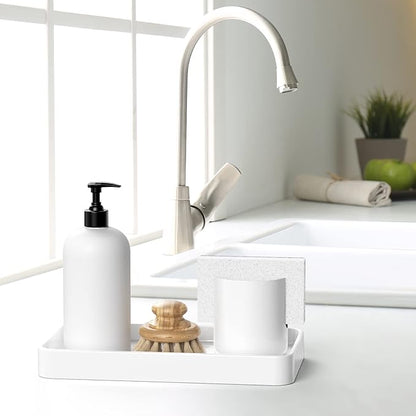Gurygo 10" Bathroom Countertop and Vanity Tray - Kitchen Tray for Soap Bottles - Ceramic Vanity Tray for Bathroom Counter Organization - Kitchen Tray(White, Set/1)