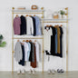 Industrial Pipe Clothing Rack Wall Mounted, Heavy Duty Hanging Clothes Rack Clothing Store Display Stands Garment Rack Closet System, 2 Tier Wood Garment Rack (Gold, 96.5x80.7inch)