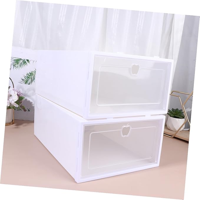 UKCOCO 6pcs Thickened Transparent Shoe Organizer Boxes for Entryway Stackable Sneaker Display Cases with PP Material Drawer Style Storage for High Heels Boots Slippers and Accessories