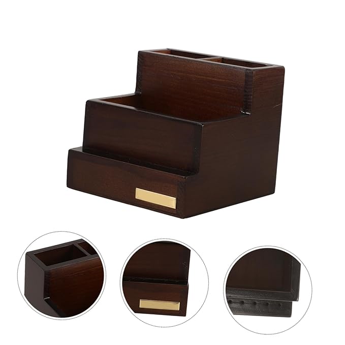 minkissy Antique Solid Nail Tool Storage Box 4.72X4.33X3.93 Inch Desktop Organizer Large Capacity for Manicure Drill Bits Brushes Polishing Heads Home Salon Use
