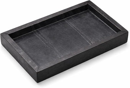 Natural Black Marble Tray for Bathroom | Kitchen | Vanity | Desktop, Stone Organizer for Coffee Table, Dresser, Nightstand, Candles, Soap, Towel, Plant, Jewelry (10" x 6"), Rectangular