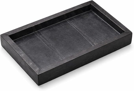 Natural Black Marble Tray for Bathroom | Kitchen | Vanity | Desktop, Stone Organizer for Coffee Table, Dresser, Nightstand, Candles, Soap, Towel, Plant, Jewelry (10" x 6"), Rectangular