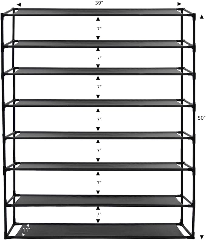 Jerry & Maggie Simple Trending 8 Tier Stackable Shoe Rack for Garage, Shoe Rack for Entrance Small Space for Dorm Shoe Racks, Over Door Shoe Rack, Kitchen Storage Shelves Solution