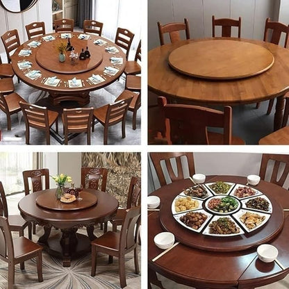 Large Lazy Susan Turntable, Wooden Round Tray Rotating for Dining Table Top Centerpiece Silent Smooth SpinBy Hand Kitchen Turntable Organizer, Easy to Clean (Black, 28 in)